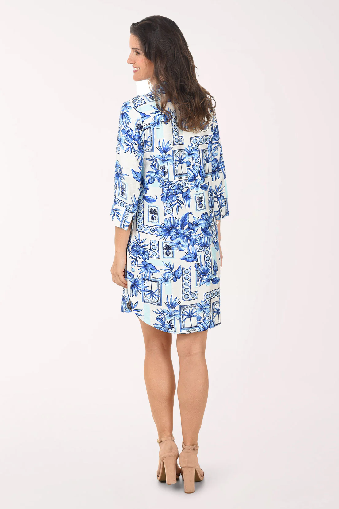 Blue Pineapple Double Button Shift Dress - Image 3