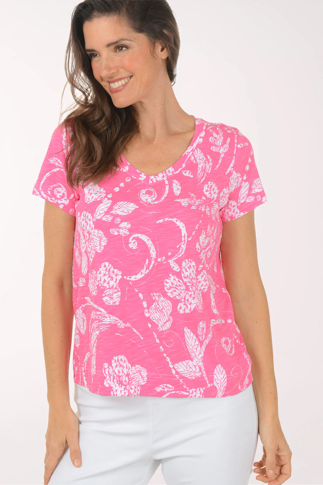 Vintage Floral Scroll Cotton Tee - Image 5