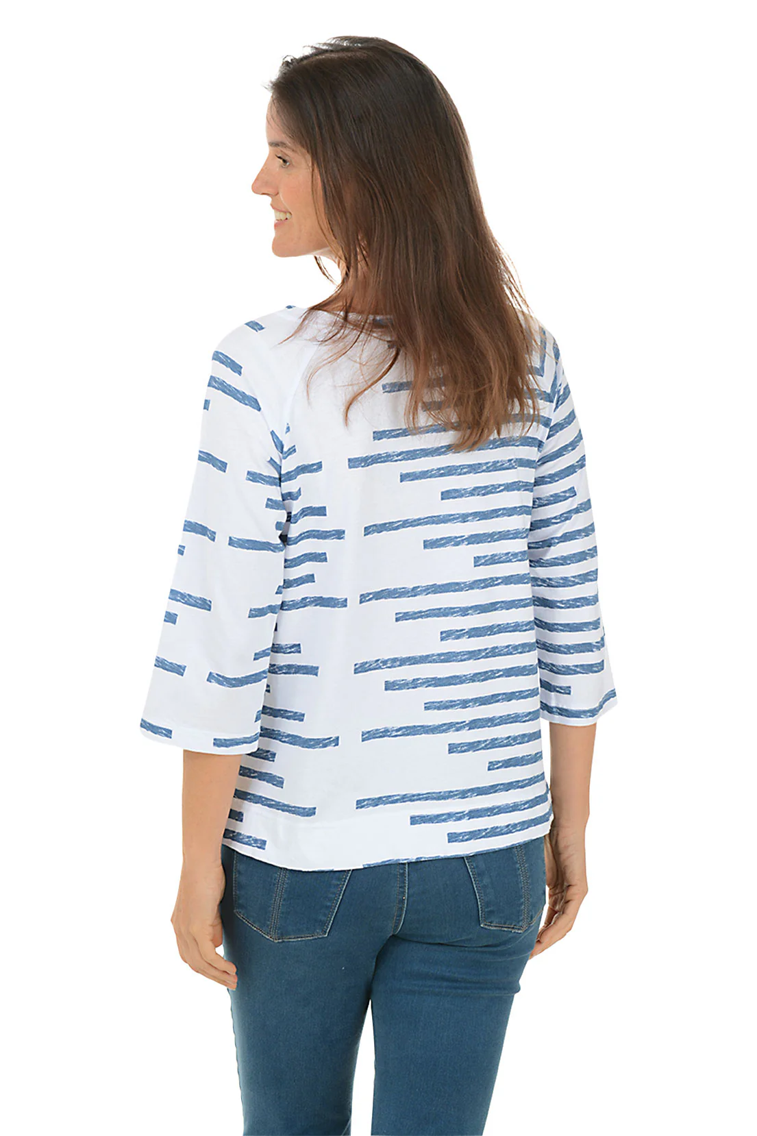 Striped Triple Button Raglan Sleeve Top - Image 3