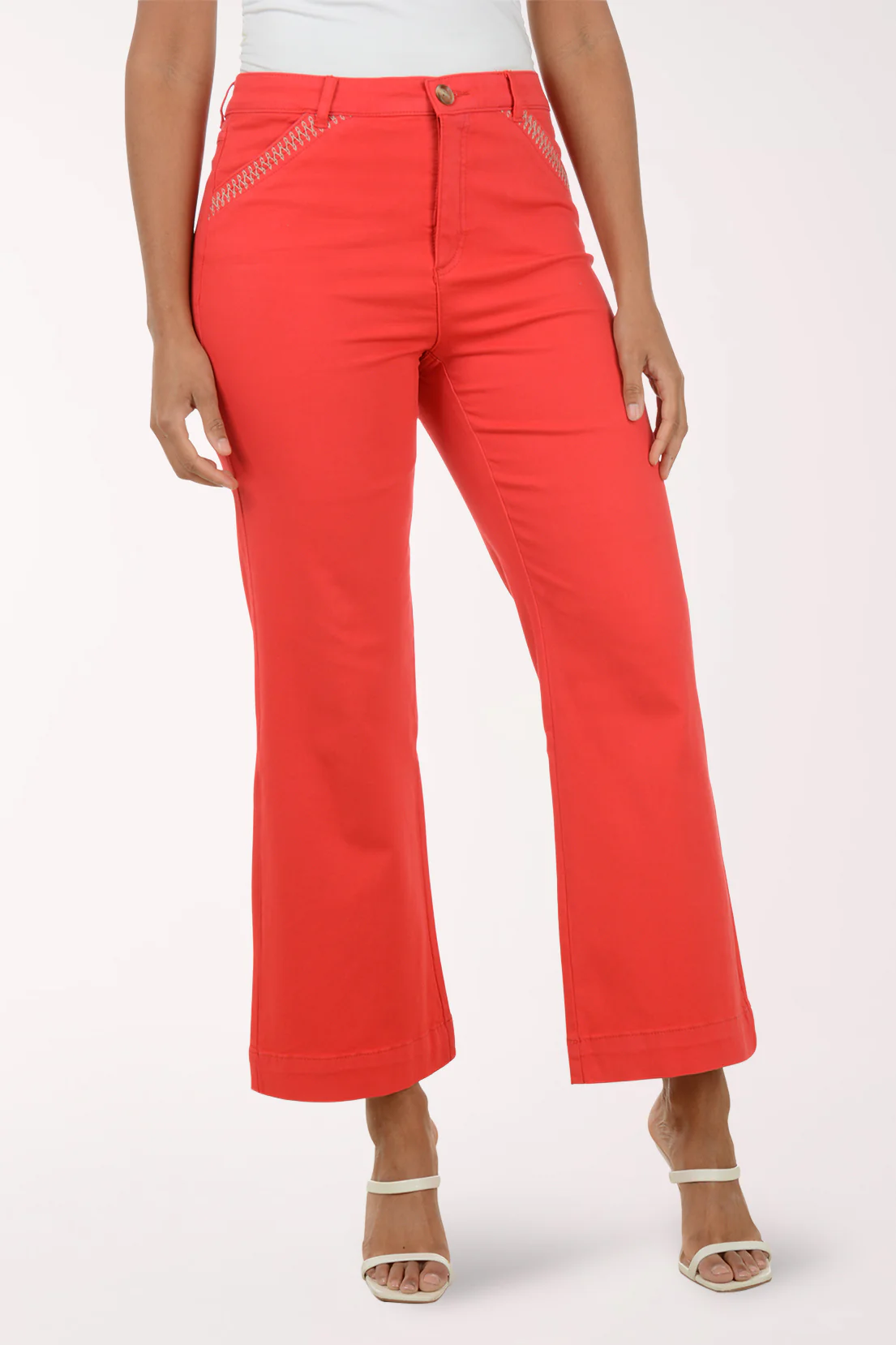 Embroidered Pockets Flared Denim Pant - Image 6