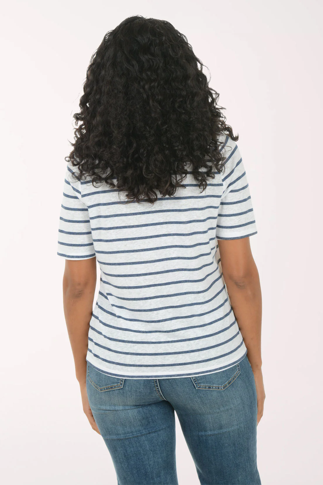 Striped Fringe V-Neck Tee - Image 3