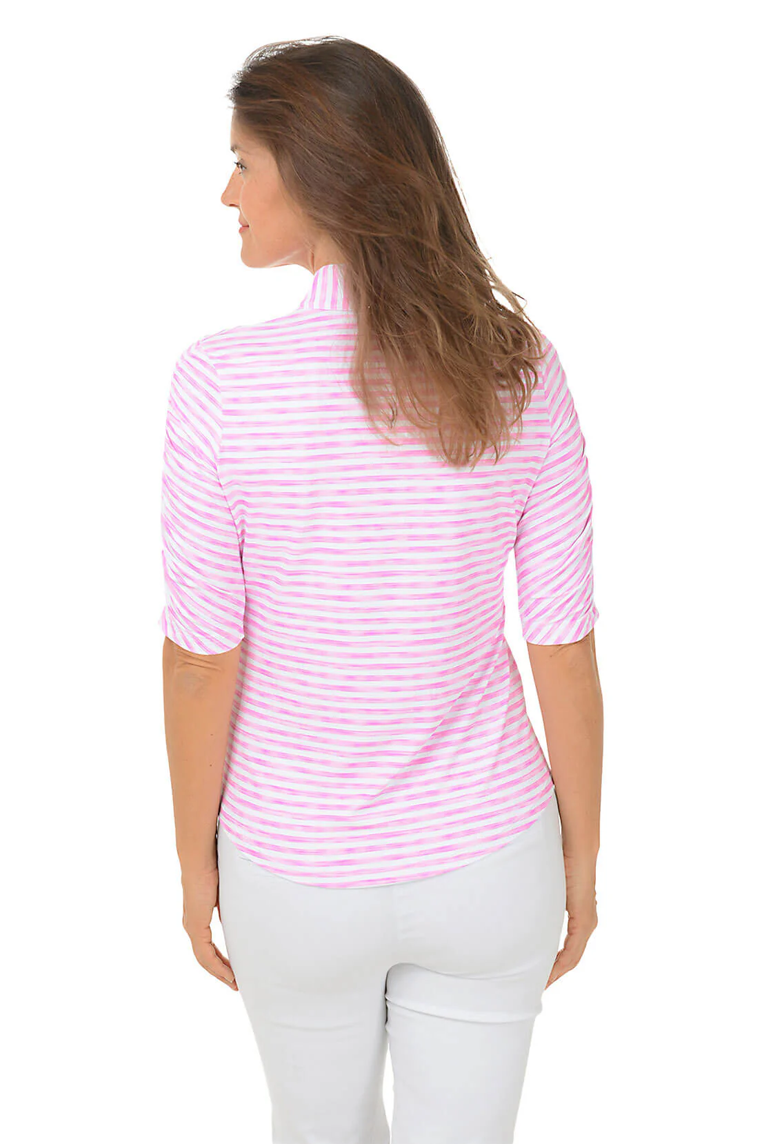 Landon Stripe UPF50+ Mandarin Collar Sun Shirt - Image 3