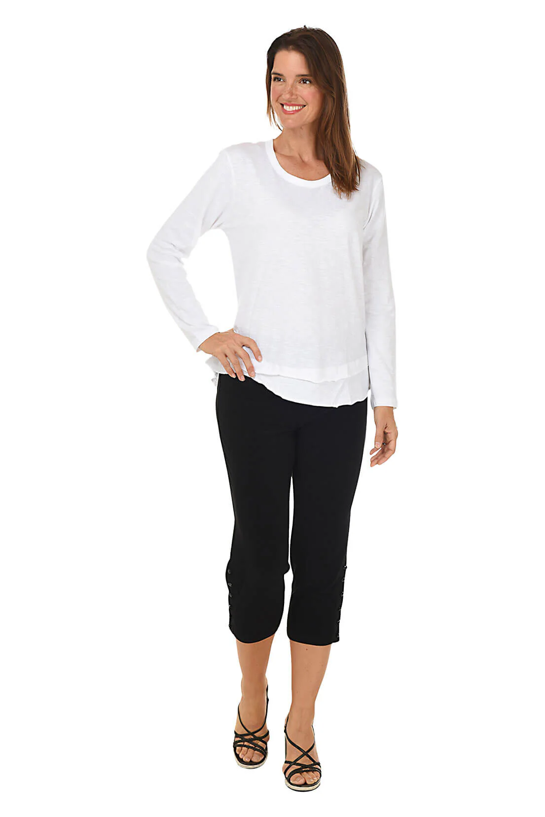 Pull-On Side Button Capri Pant - Image 3