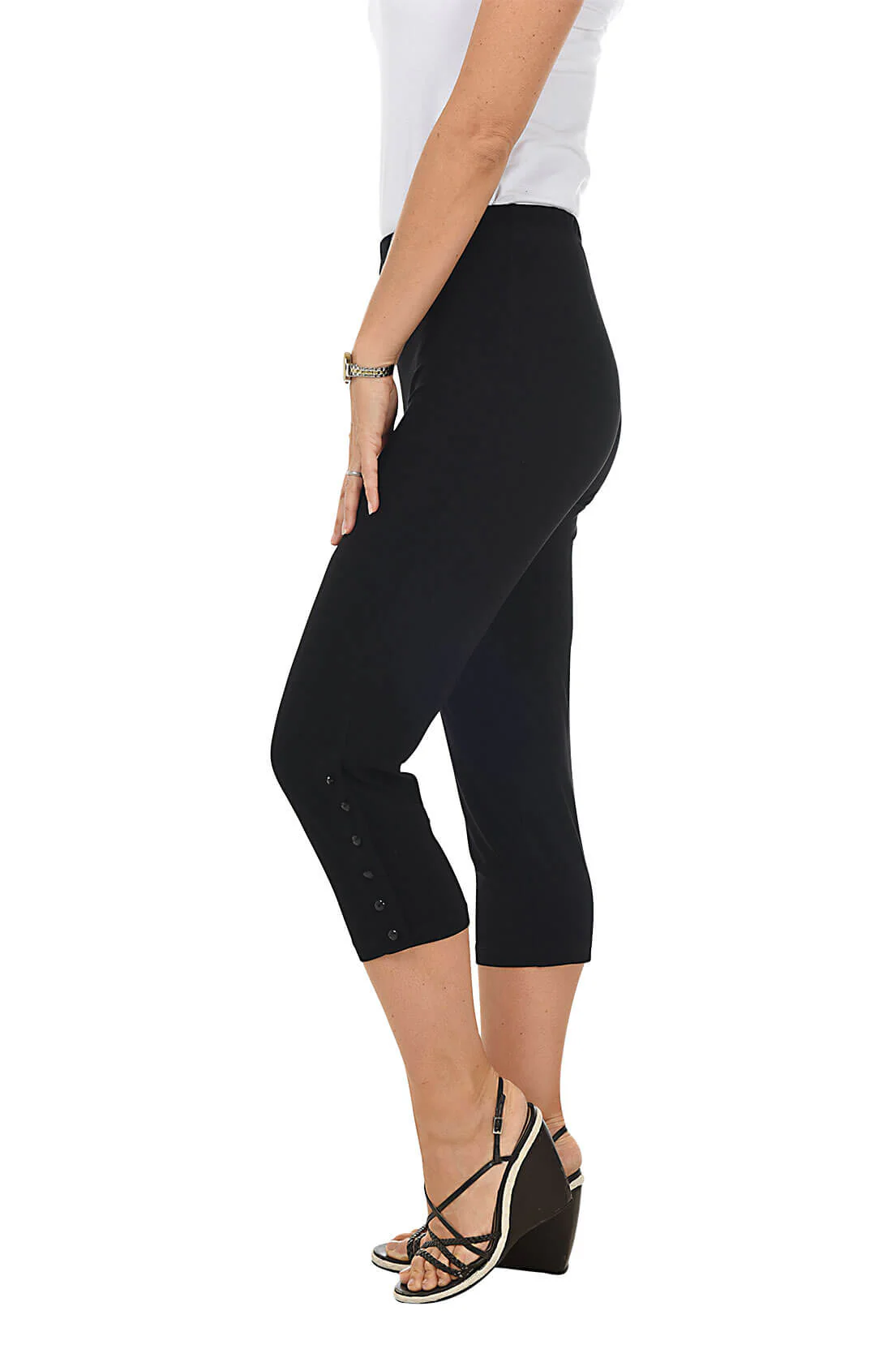Pull-On Side Button Capri Pant - Image 4