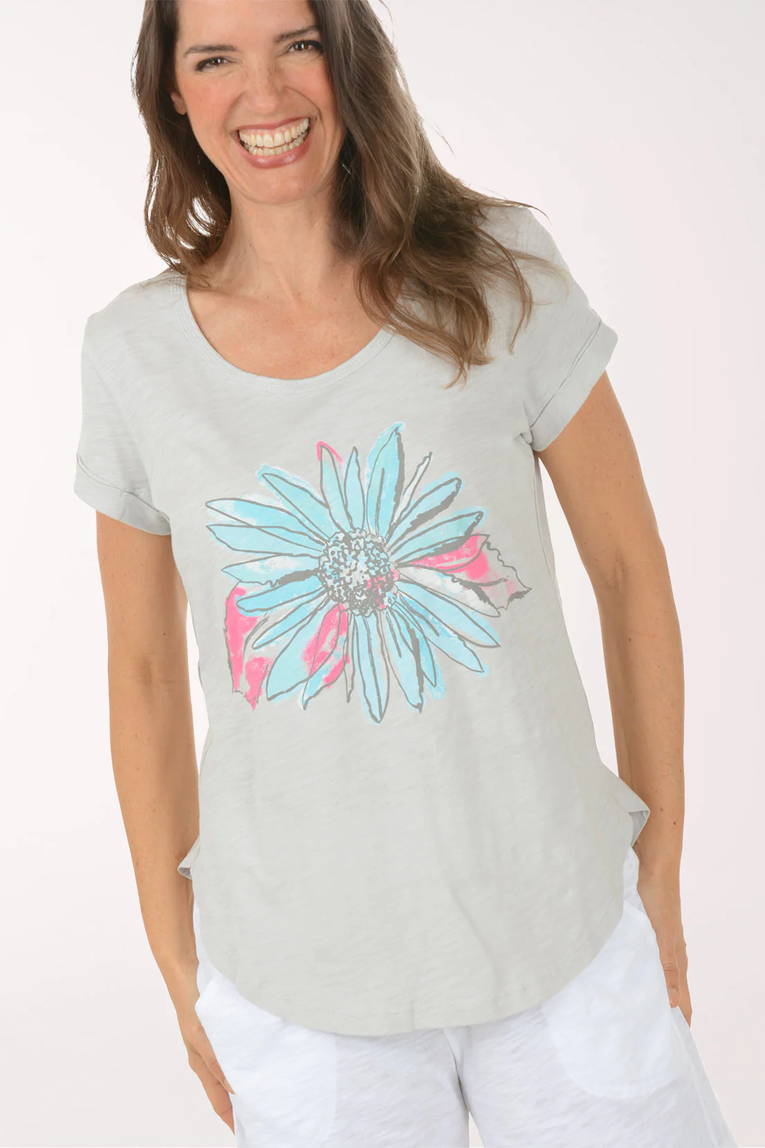 Dune Sunflower Cotton Cuffed Sleeve Tee - Image 4