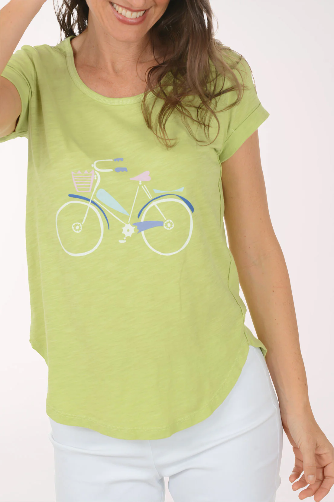 Kiwi Bicycle Cotton Cuffed Sleeve Tee - Image 4