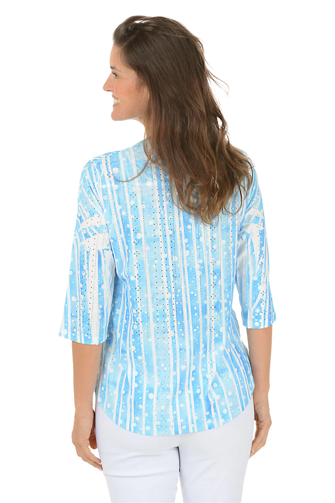 Petite Snowy Day High-Low Eyelet Top - Image 3