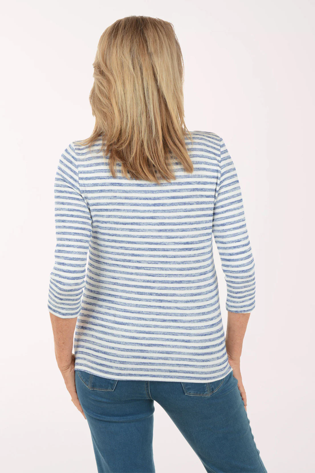 Striped Ruched Keyhole Top - Image 3