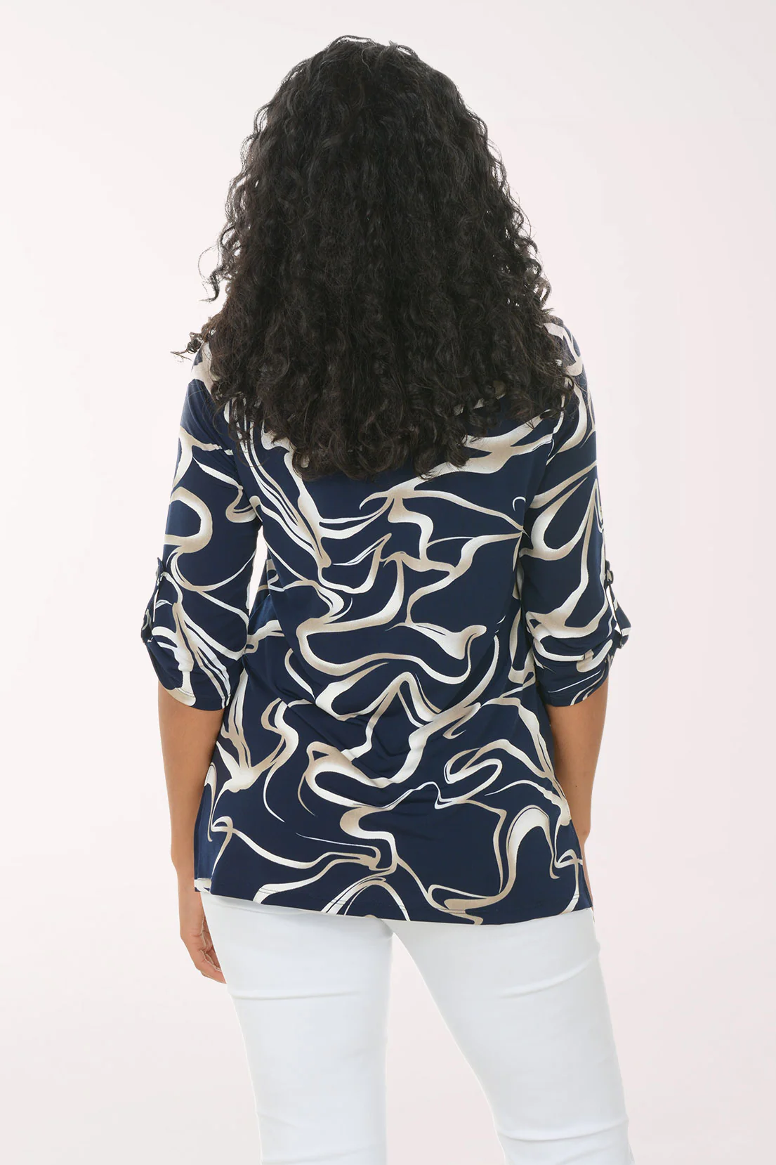 Misty Mood Puff Printed Zip Neck Top - Image 3