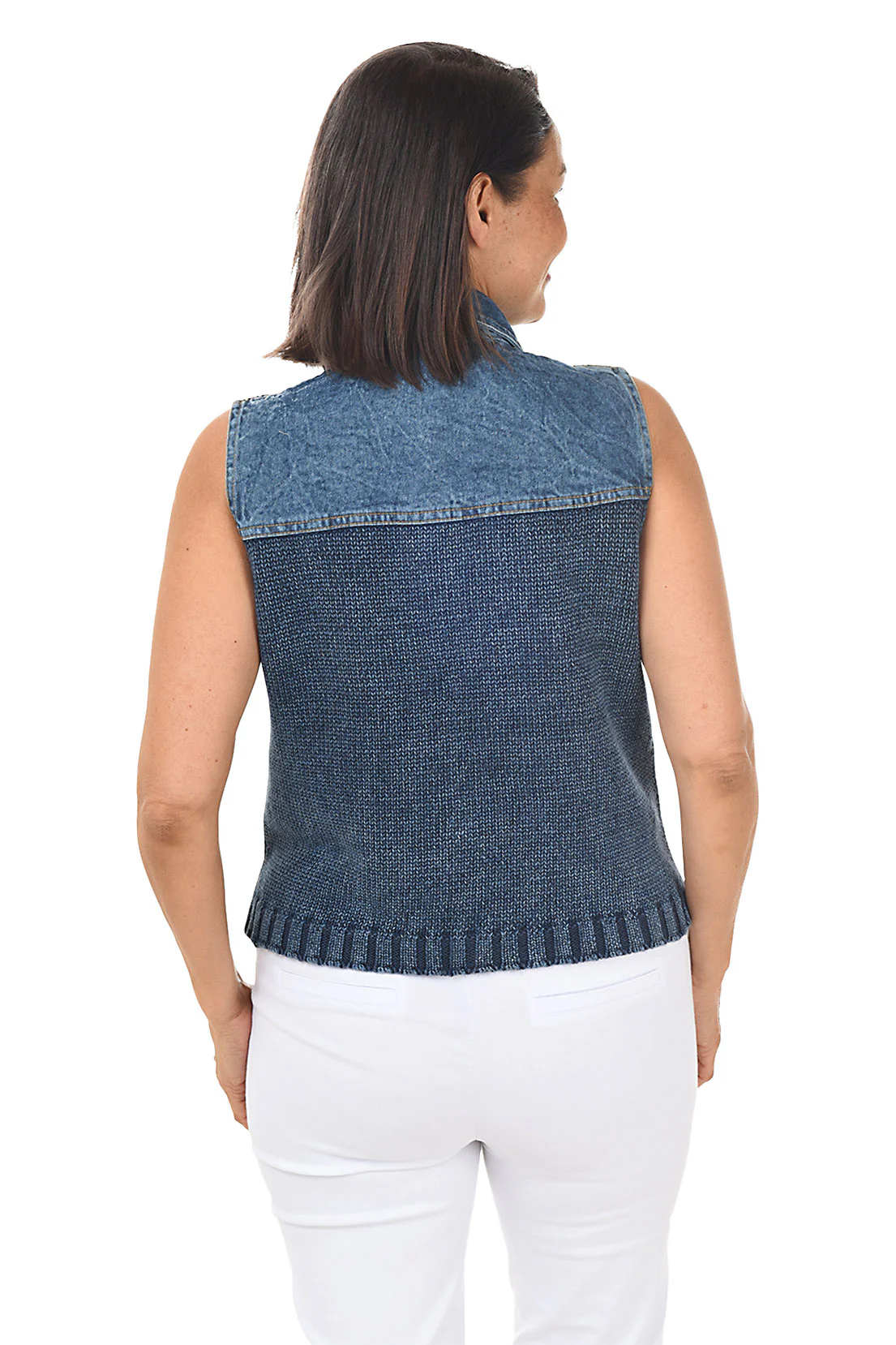 Button-Front Denim Sweater Vest - Image 3