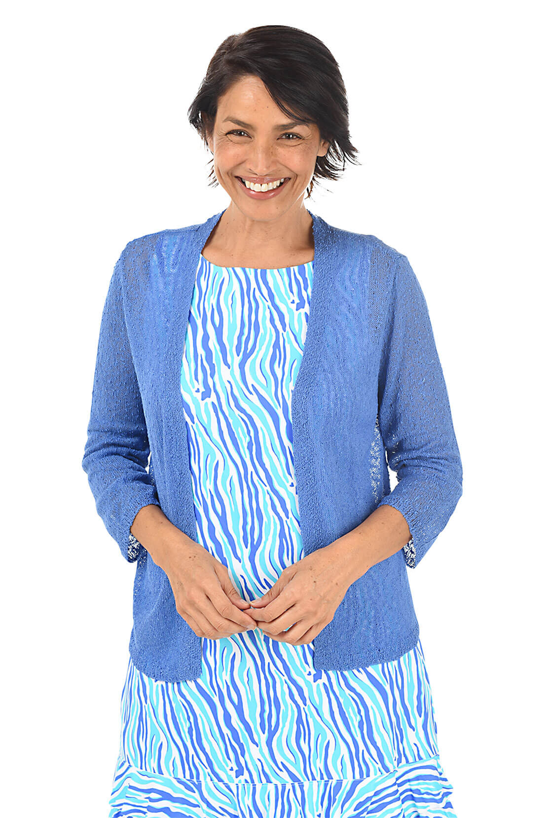 Open Knit 3/4 Sleeve Cardigan - Image 8