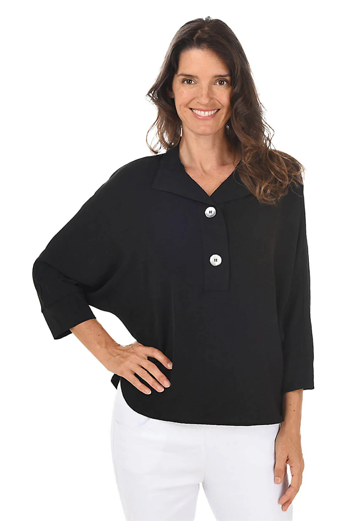Solid Dolman Sleeve Crinkle Blouse - Image 5