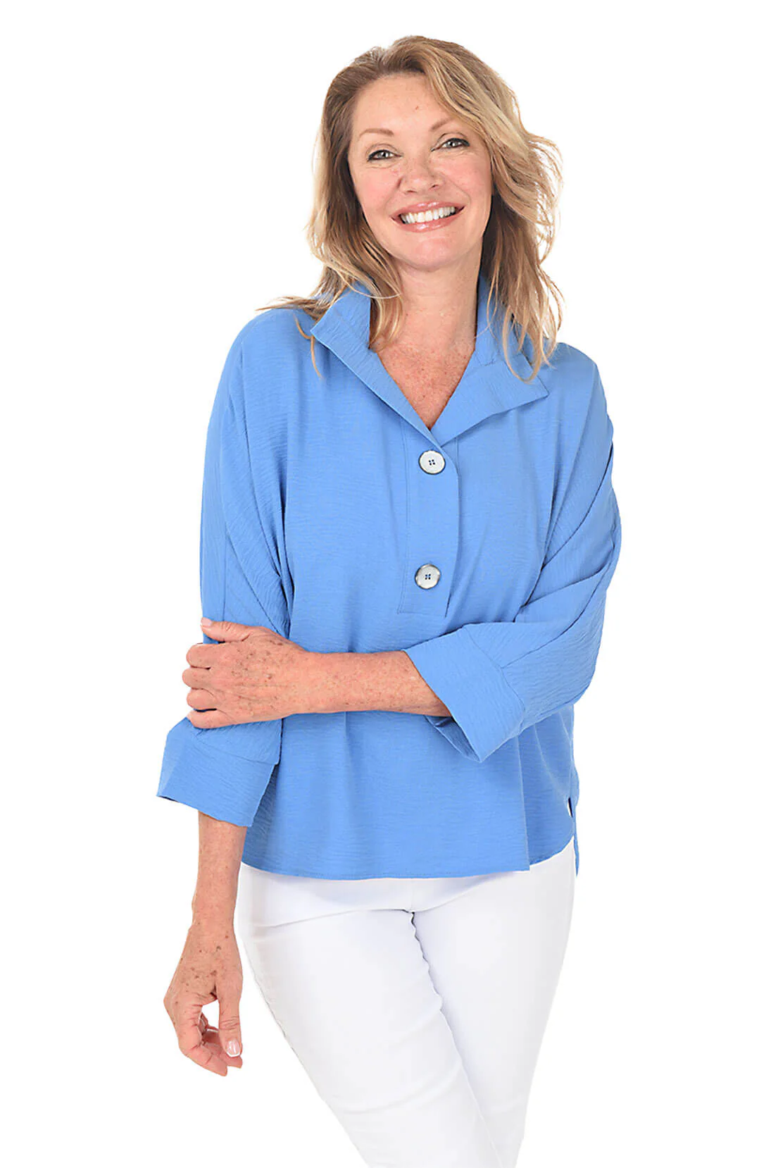 Solid Dolman Sleeve Crinkle Blouse - Image 6