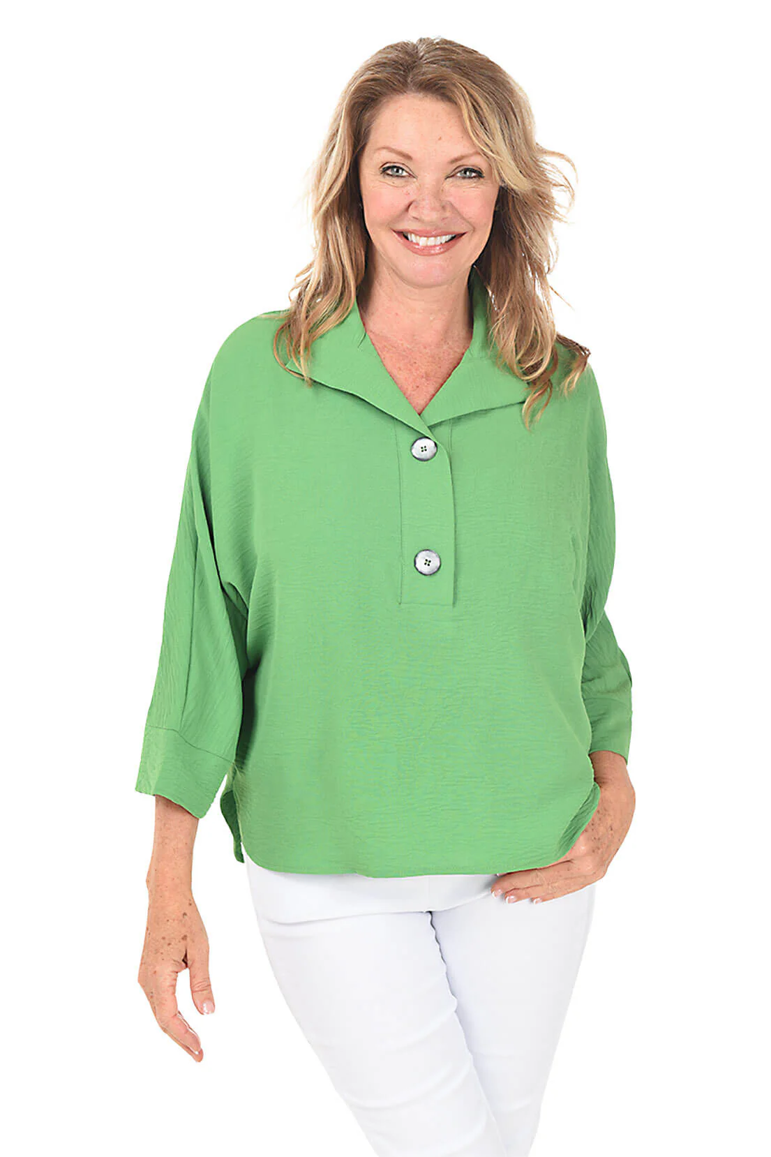Solid Dolman Sleeve Crinkle Blouse - Image 7