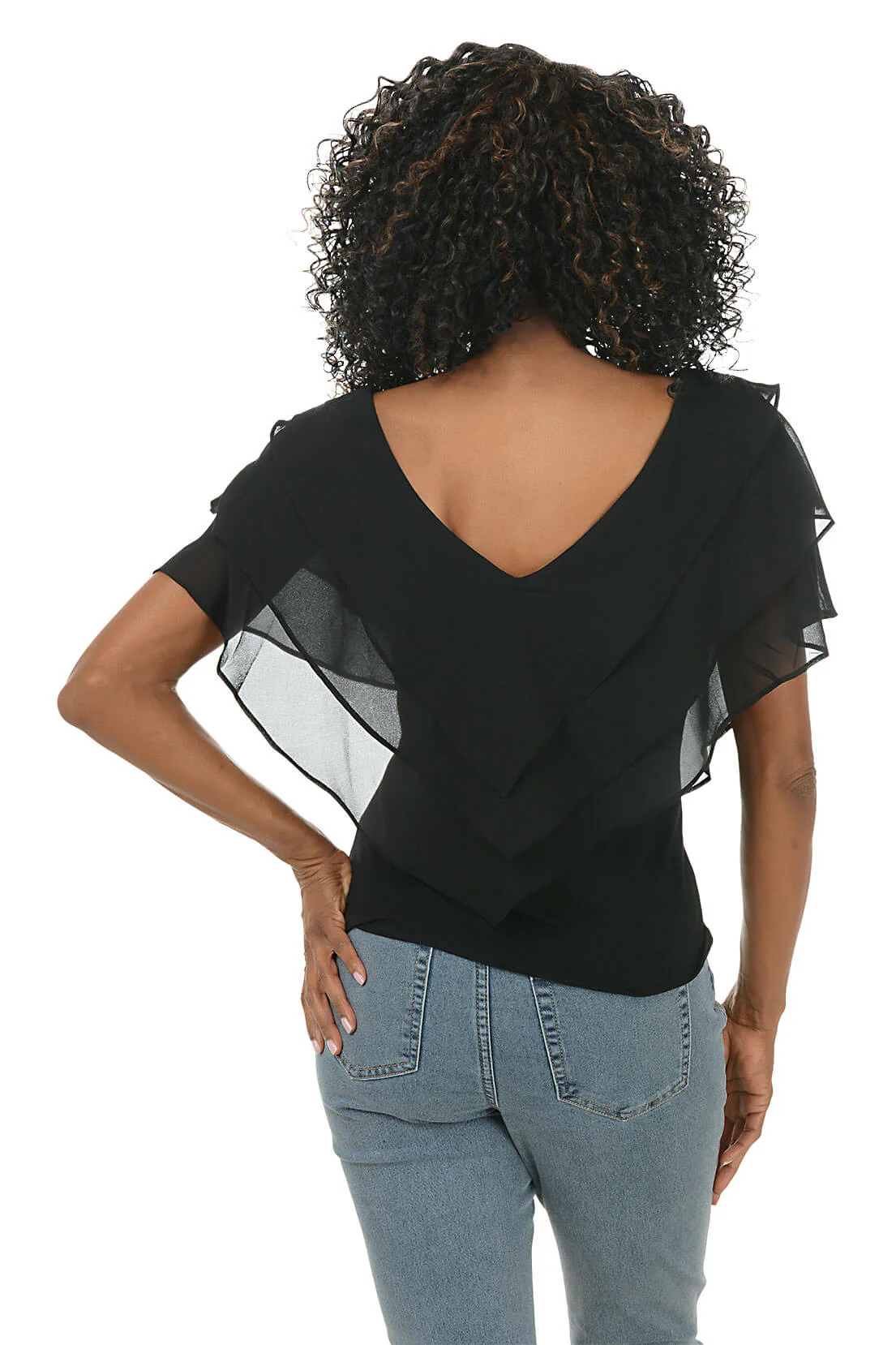 Triple Flutter Chiffon Blouse - Image 3