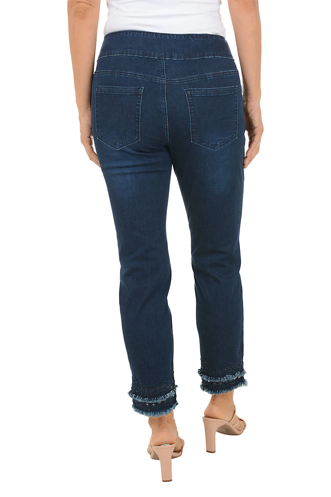 Dark Denim Double Fringe Eyelet Ankle Pant - Image 4