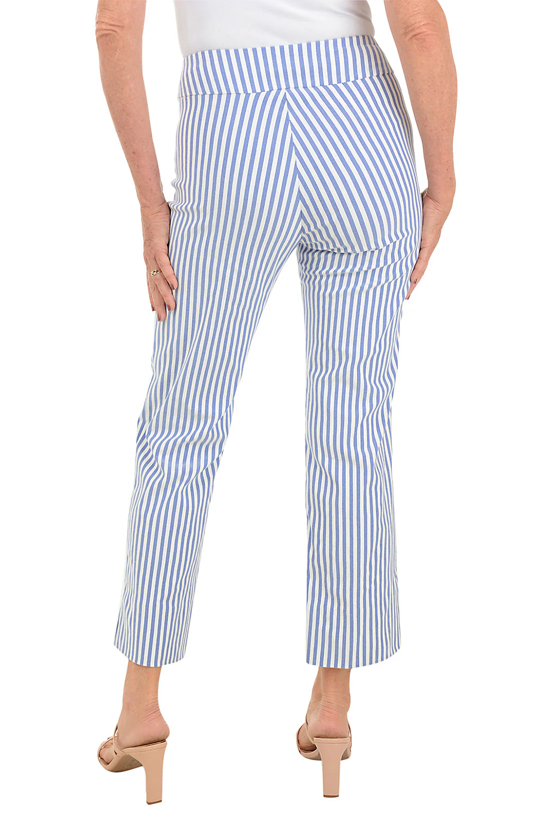 Blue Stripe Flared Ankle Pant - Image 3