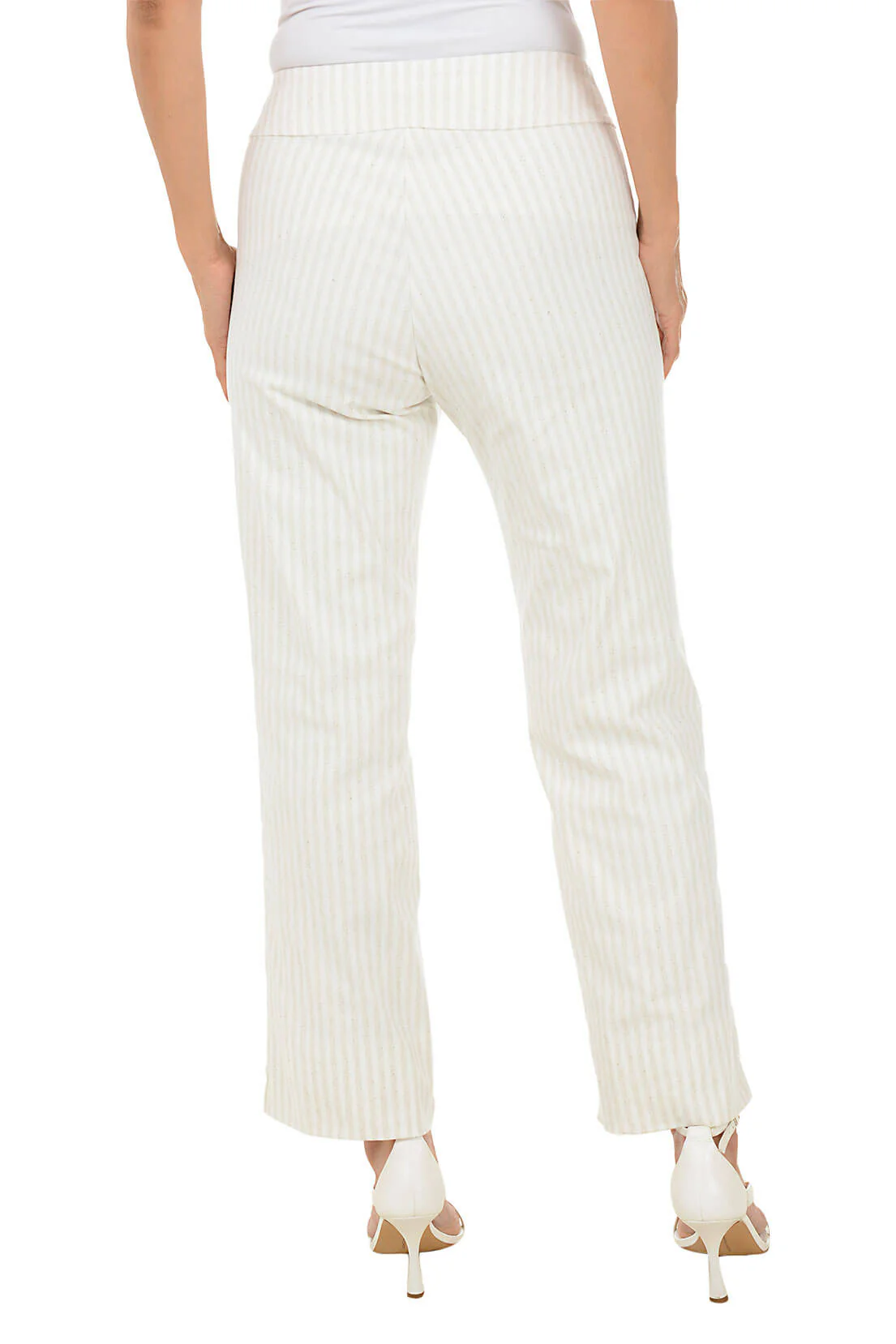 Oatmeal Stripe Flared Ankle Pant - Image 3