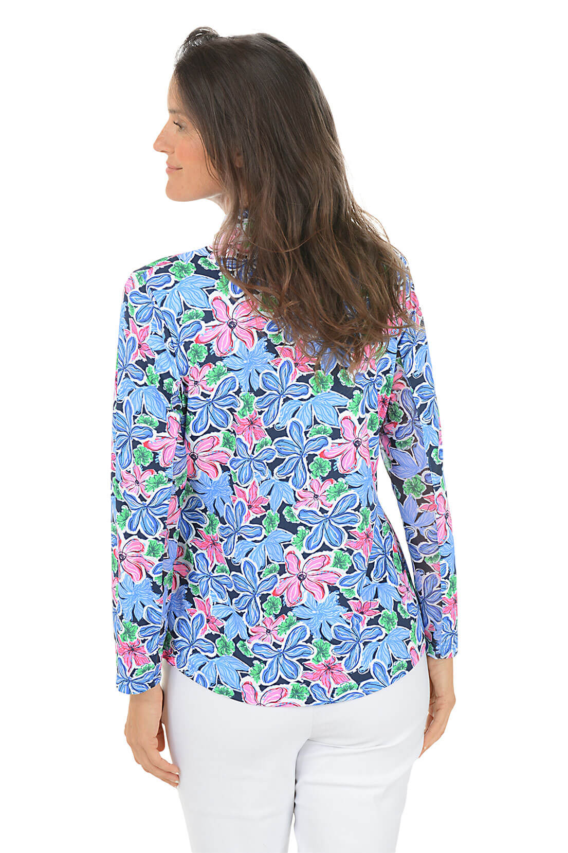 Multicolor Floral Cooling UPF50+ Quarter Zip Sun Shirt - Image 4