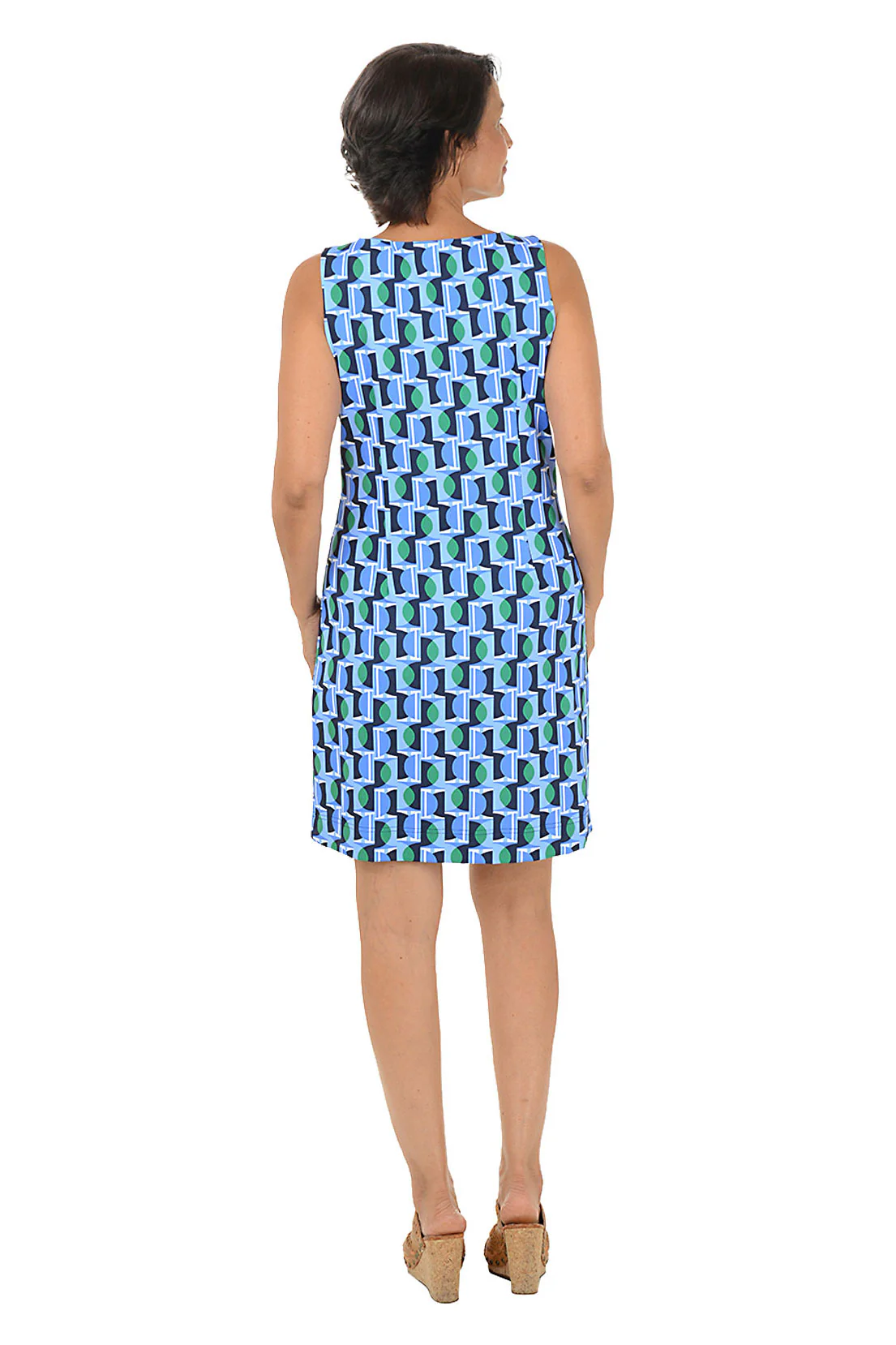 Blue Green Half Moon UPF50+ Sleeveless Shift Dress - Image 3