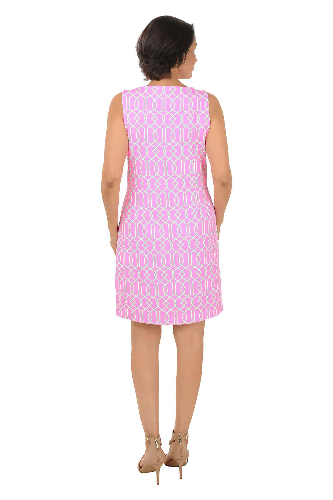 Pink Lattice UPF50+ Sleeveless Shift Dress - Image 5
