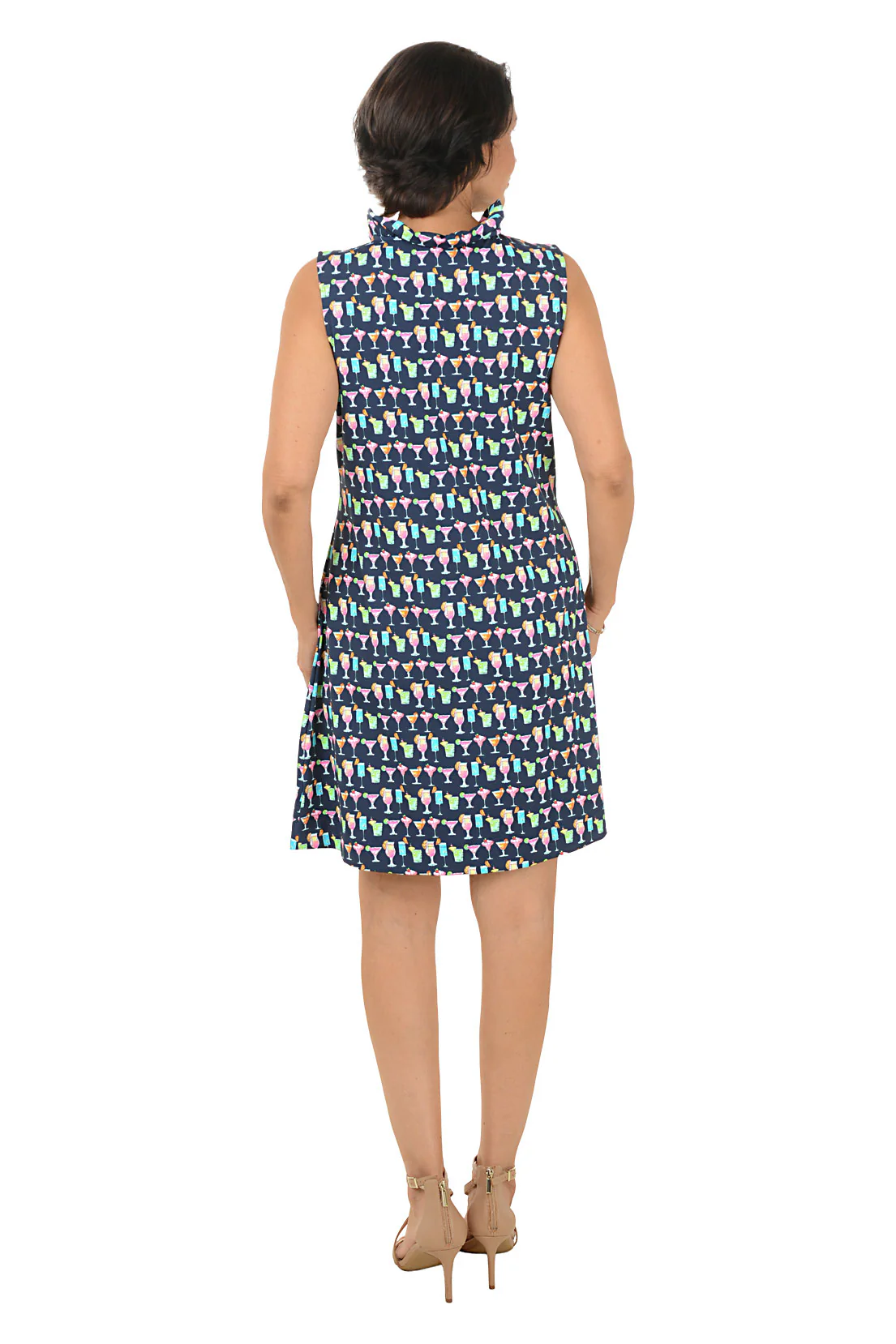 Tropical Cocktails UPF50+ Ruffle Neck Sleeveless Dress - Image 4