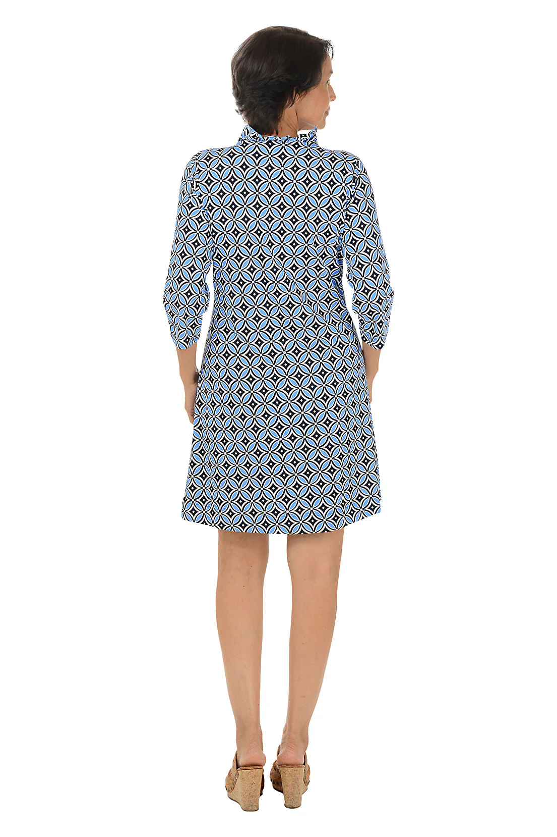 Blue Compass Rose UPF50+ Ruffle Neck Dress - Image 3